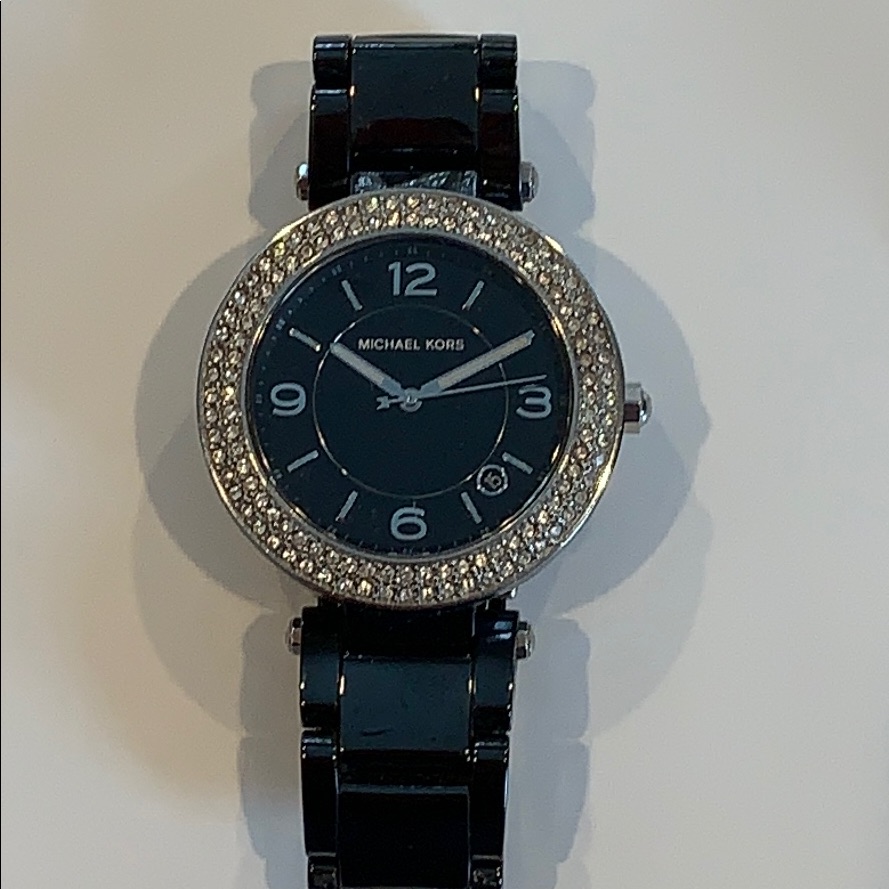Michael Kors Black Ceramic Crystal Bezel Watch